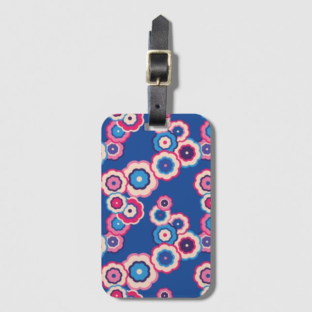 Etiqueta De Bagagem Padrão floral retrô (Frente Vertical)