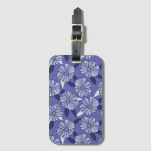 Etiqueta De Bagagem Padrão Floral Roxo Periwinkle