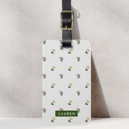 Etiqueta De Bagagem Padrão Floral Vintage Nome Personalizado