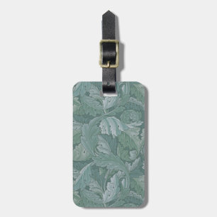 Etiqueta De Bagagem Padrão Folha de Acanto Azul Teal de William Morris