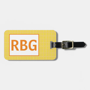 Etiqueta De Bagagem Padrão Geométrico Brilhante Laranja Branco Brilhan