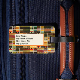 Etiqueta De Bagagem Padrão Geométrico Colorido de Vidro