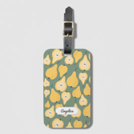 Etiqueta De Bagagem Padrão Invisível de Pear Amarelo Personalizável