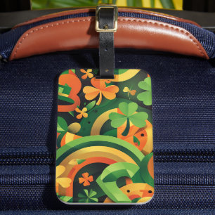 ETIQUETA DE BAGAGEM PADRÃO IRLANDÊS ABSTRATO DE LARANJA VERDE AMARELO