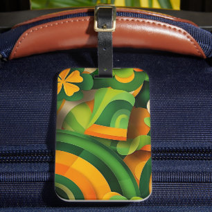 ETIQUETA DE BAGAGEM PADRÃO IRLANDÊS ABSTRATO VERDE LARANJA AMARELO