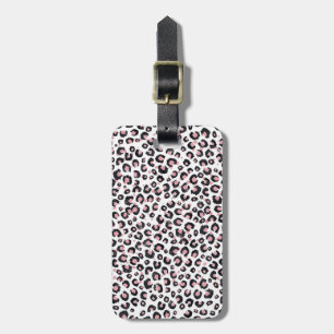 Etiqueta De Bagagem Padrão-Leopardo Negro-Dourado Elegante Rosa