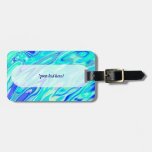 Etiqueta De Bagagem Padrão Líquido de Abstrato de Textura Azul Aqua