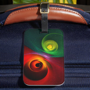 Etiqueta De Bagagem Padrão Moderno de Abstrato de Arte Yin Yang Verde 