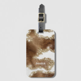 Etiqueta De Bagagem Padrão Moderno de cochicho monograma com falso bri