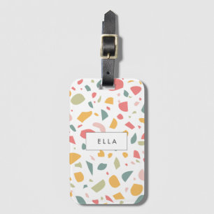 Etiqueta De Bagagem Padrão pastel moderno de terrazzo