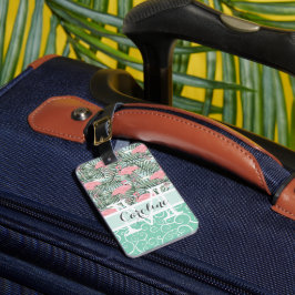 Etiqueta De Bagagem Padrão Personalizado de Flamingos Rosa