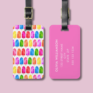Etiqueta De Bagagem Padrão personalizado de pirulito de gelo Colorido 
