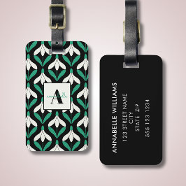 Etiqueta De Bagagem Padrão Retro Scandi Snowdrop Modernista de Meados 