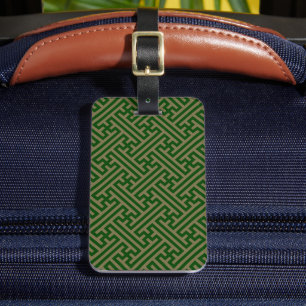 Etiqueta De Bagagem Padrão Sayagata, japonês, verde e Dourado