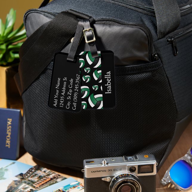 Etiqueta De Bagagem Padrão Verde do Esporte de Voleibol (Frente e verso)