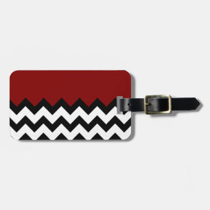 Etiqueta De Bagagem Padrão Vermelho Escuro No Chevron Zigzag Grande