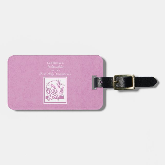 Etiqueta De Bagagem Padrinha Primeira Comunhão, Rosa (Frente Horizontal)