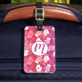 Etiqueta De Bagagem Padrões de natal em rosa