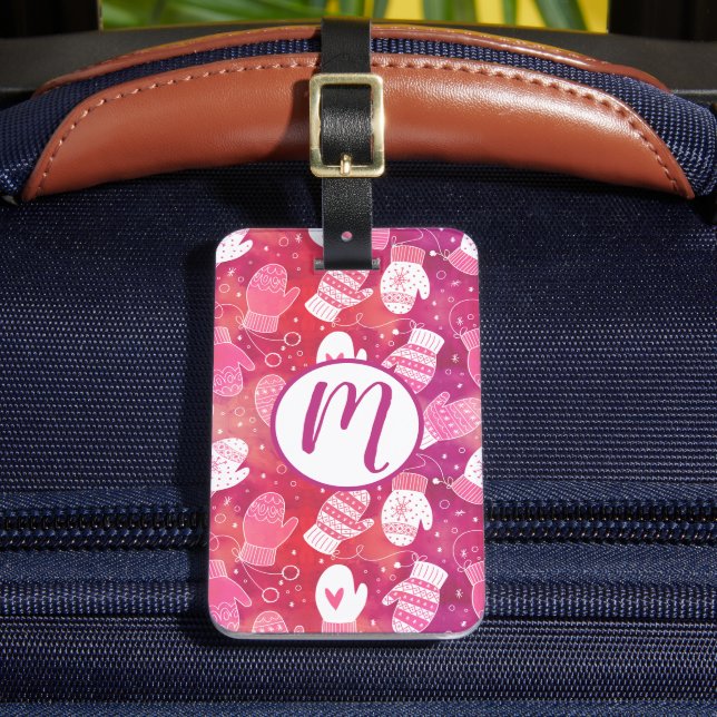 Etiqueta De Bagagem Padrões de natal em rosa (Frente Insitu 2)