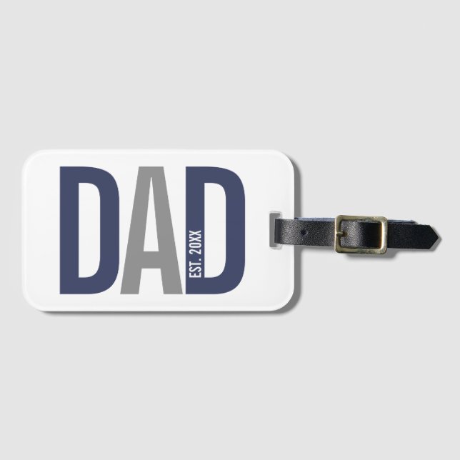 Etiqueta De Bagagem Pai Personalizado Azul Marinho Moderno Estabelecid (Frente Horizontal)
