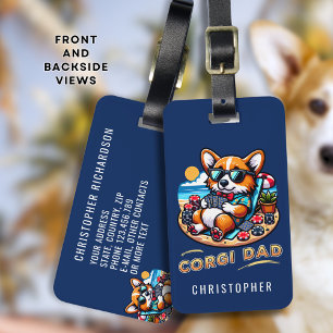 Etiqueta De Bagagem Pai Personalizado do Jogador de Poker Funny Corgi
