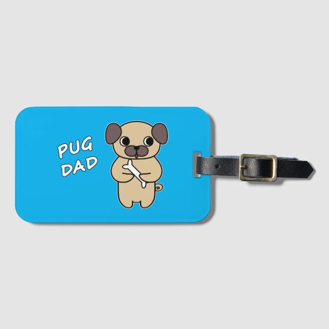 Etiqueta De Bagagem PAI PUG - Azul-céu (Frente Horizontal)