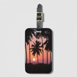 Etiqueta De Bagagem Paisagem da palmeira do coco