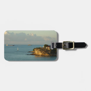 Etiqueta De Bagagem Paisagem de Bela Ilha da Costa Antiguana