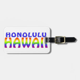 Etiqueta De Bagagem Palavras arco-íris Honolulu Hawaii