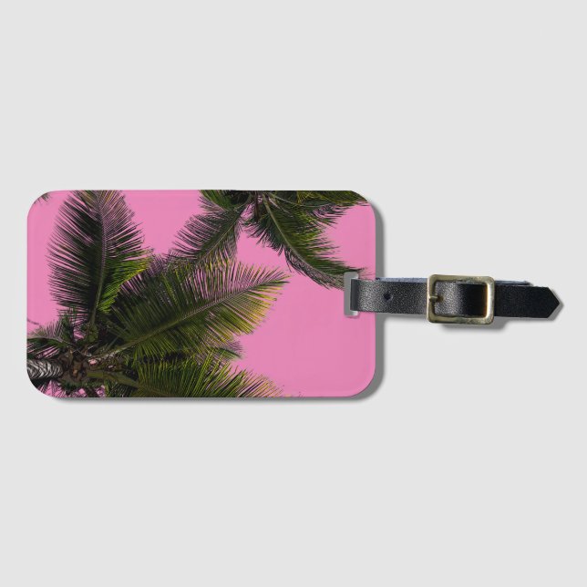 Etiqueta De Bagagem Palm de Bagagem Rosa (Frente Horizontal)
