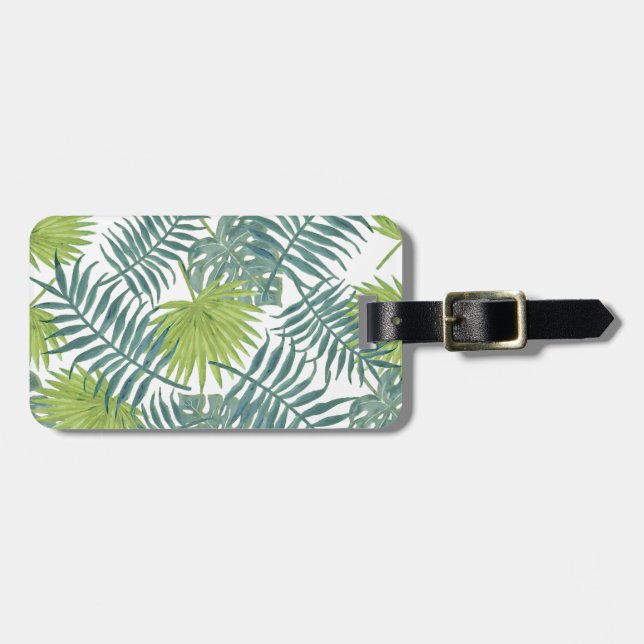 Etiqueta De Bagagem Palm Tree Fronds Pintando Havaiano (Frente Horizontal)