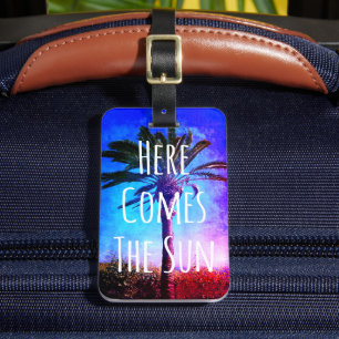 Etiqueta De Bagagem Palm Tree Purple Blue Vintage aparece