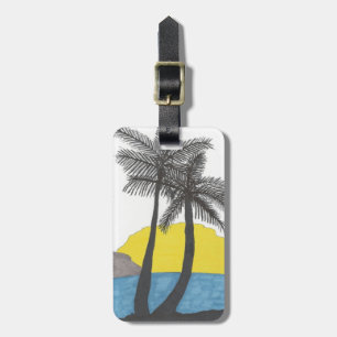 Etiqueta De Bagagem Palm Tree Sunrise Silhouket