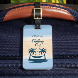 Etiqueta De Bagagem Palm Trees de Praia Hammock Refrescando