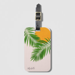 Etiqueta De Bagagem Palma de Sol Tropical Retroativa deixa nome minima