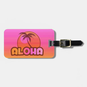 Etiqueta De Bagagem Palma do rosa Aloha