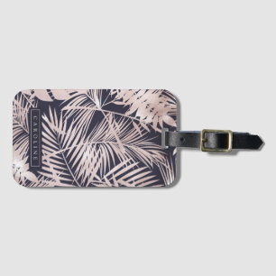 Etiqueta De Bagagem Palmas Douradas do marinho e Rosa