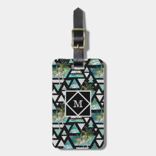 Etiqueta De Bagagem Palmas & teste padrão de ondas geométricos