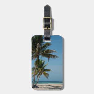 Etiqueta De Bagagem Palmeira e praia de areia branca