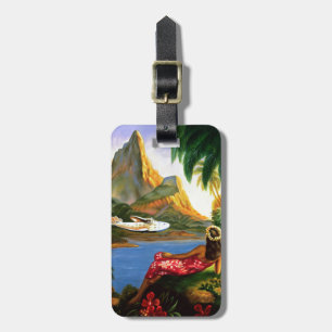 Etiqueta De Bagagem Palmeira havaiana tropical do plano de mar do