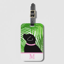 Etiqueta De Bagagem Palmeira verde Ilha Black Dog