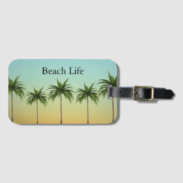 Etiqueta De Bagagem Palmeiras em uma linha, vida na praia