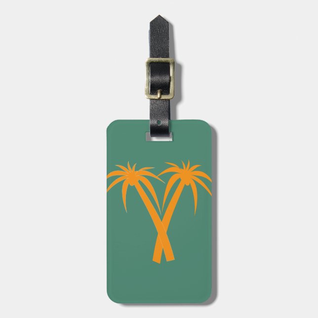 Etiqueta De Bagagem Palmeiras tropicais laranja Verão (Frente Vertical)