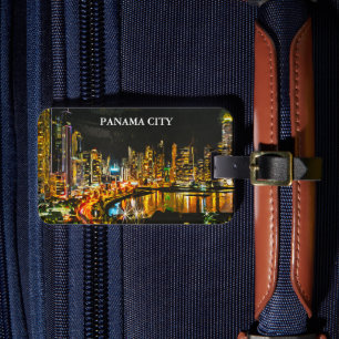 Etiqueta De Bagagem Panamá Cidade por Noite Cobra Skyline