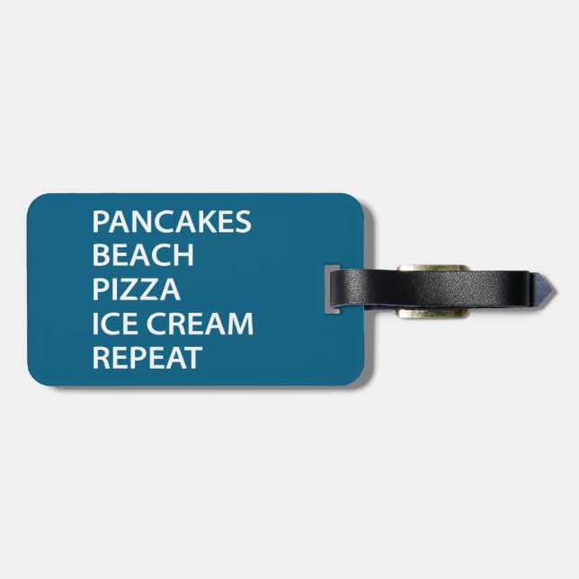 Etiqueta De Bagagem Pancakes Beach Pizza Ice Cream Repeat (Traseira Horizontal)