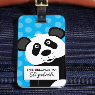 Etiqueta De Bagagem Panda Bear Blue Kids Cujo Animal é