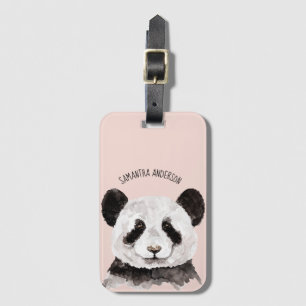 Etiqueta De Bagagem Panda De Aquarela Moderna Com Nome E Pink De Paste