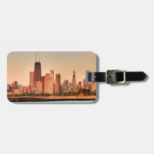 Etiqueta De Bagagem Panorama da skyline de Chicago no nascer do sol