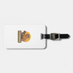 Etiqueta De Bagagem PAPABARA Design de Vetor de Capivara Pai Retro_1