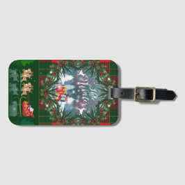 Etiqueta De Bagagem Papai Noel cavalgando um trenó liderado por renas